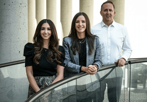 Lux Capital’s Deena Shakir with Trial Library founder and CEO Dr. Hala Borno and co-founder and Chief Product Officer Steve Buck.