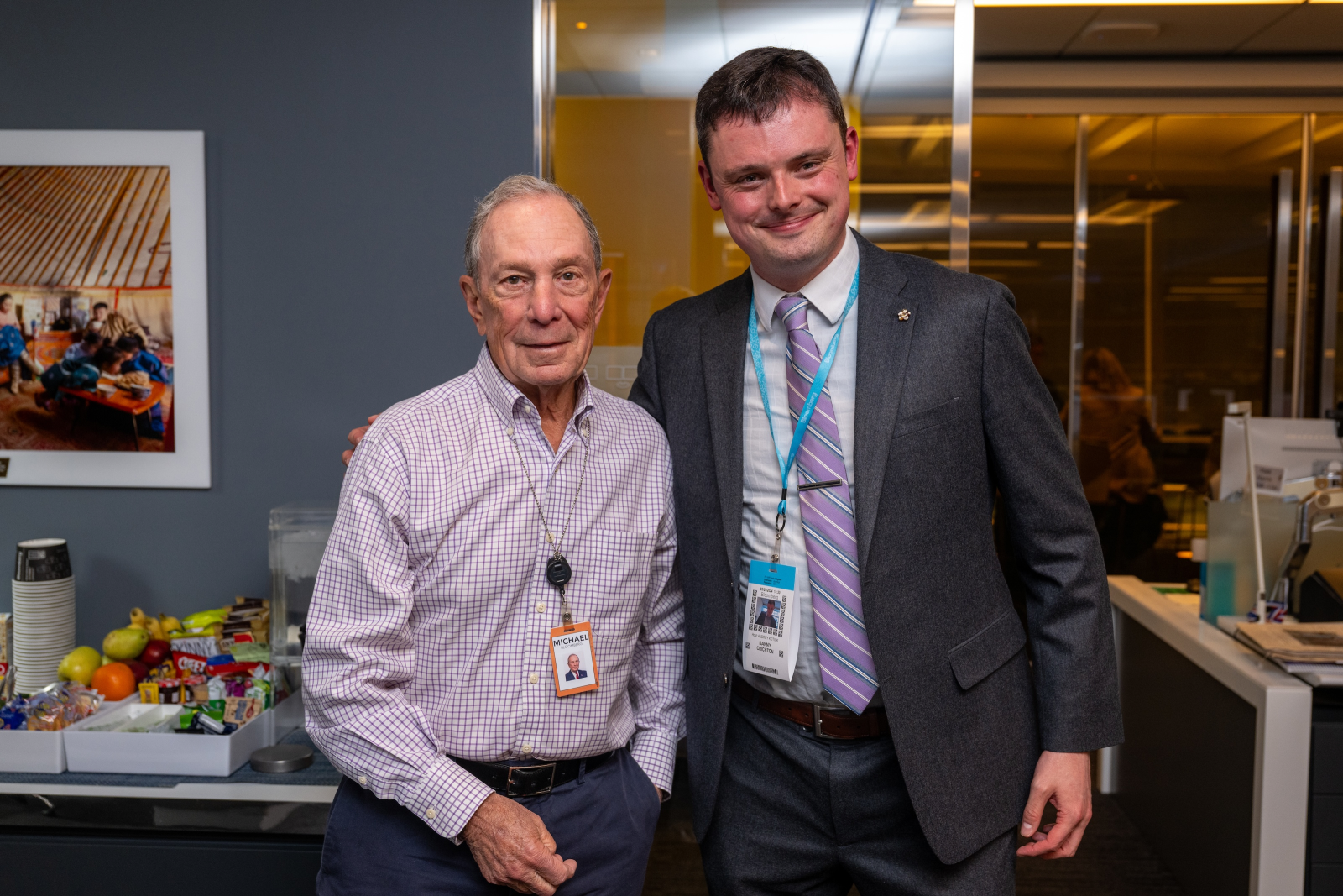 Mike Bloomberg and Danny Crichton in New York at Bloomberg LP. Photo by Bloomberg Staff.