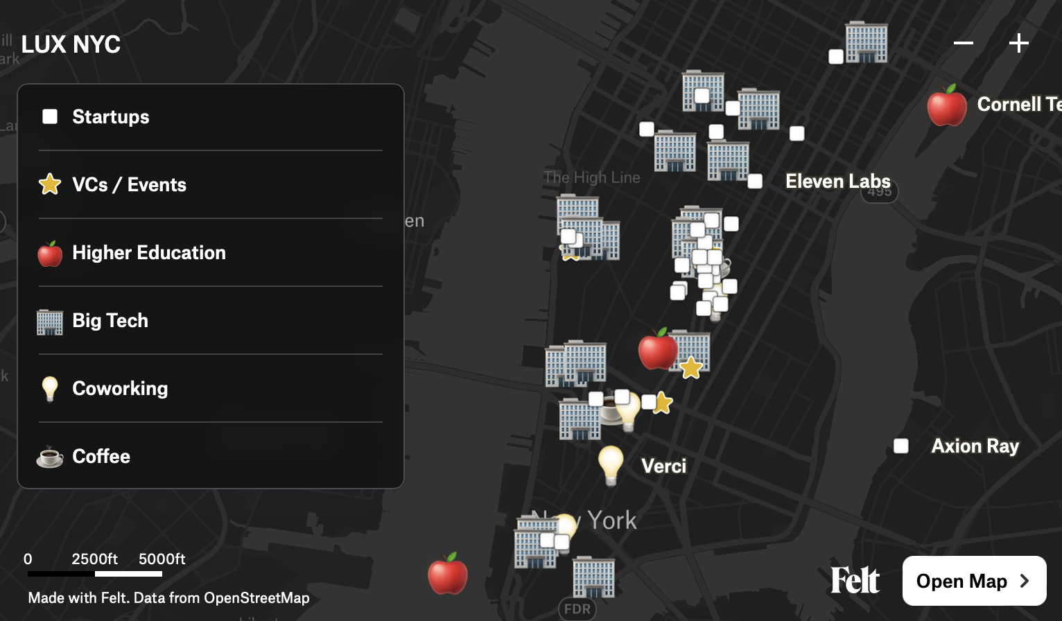 A fully-interactive map of AI companies and more in New York City. Check it out