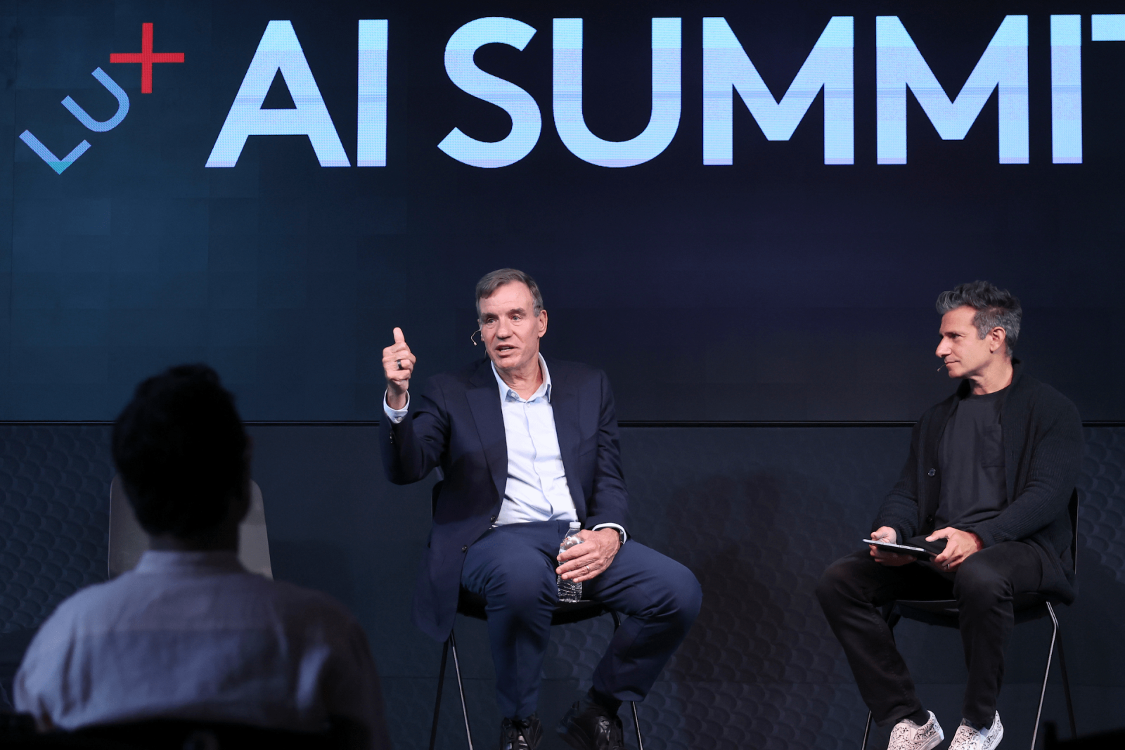 Sen. Mark Warner with Lux’s Josh Wolfe. Photo by Ben Hider.
