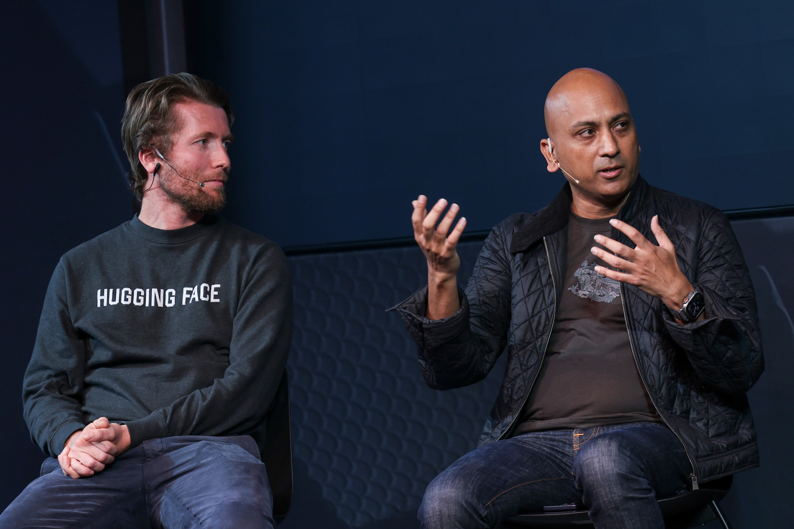 Clem Delangue of Hugging Face and Vipul Ved Prakash of Together. Photo by Ben Hider.